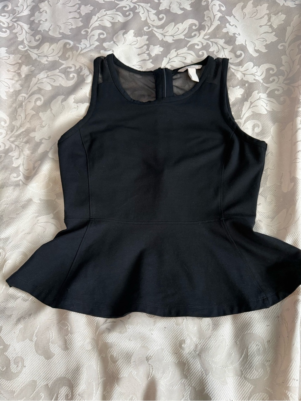 Banana Republic Black Peplum Blouse Size 4 Sheer Mesh Sleeveless - Picture 4 of 7